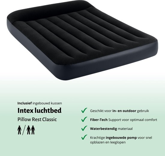 Intex Luchtbed - Twijfelaar - 137 x 191 x 25 cm - Blauw - Inclusief pomp - Hoeslaken - Kussen - Reparatieset en Kussenbeschermer van Intex — afbeelding 5
