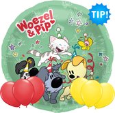 Woezel en Pip Ballon 45 cm + 6 Kleur Ballonnen 32 cm - Verjaardag Versiering - Folieballon Ongevuld - Ballonnenboog Decoratie Feest - Party Slinger Jongen Meisje