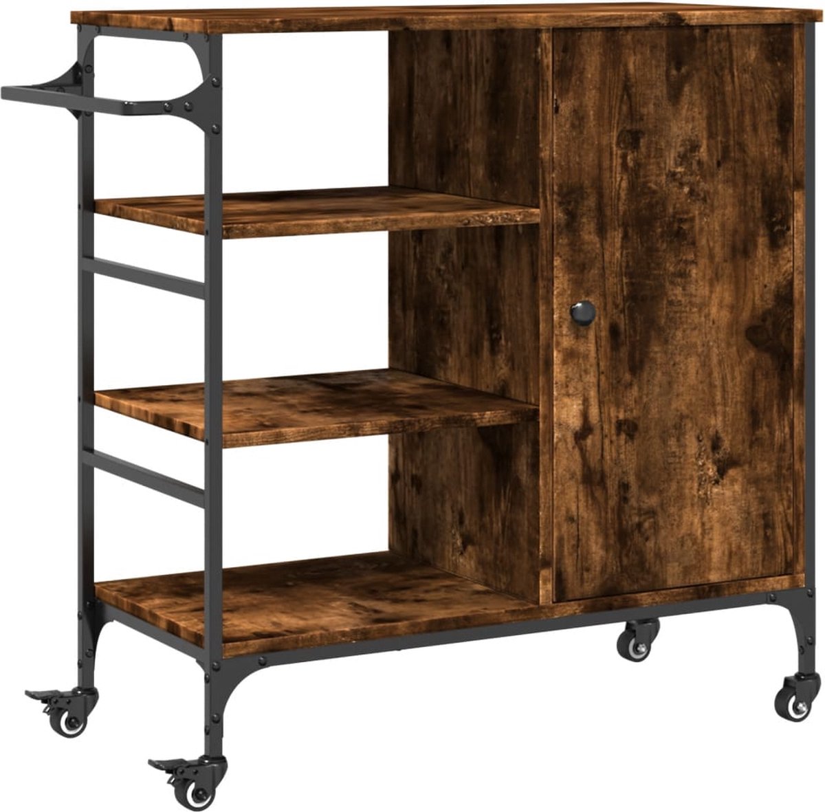 vidaXL Keukenwagen - Engineered Wood Rook Eiken, 87,5 x 38,5 x 84,5 cm