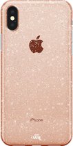 xoxo Wildhearts siliconen glitter hoesje - Sparkle Away Gold - Geschikt voor iPhone X/Xs - Shockproof case met glitters - Goud