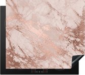 KitchenYeah® Inductie beschermer 60x52 cm - Marmer print - Roze - Luxe - Marmerlook - Glitter - Design - Kookplaataccessoires - Afdekplaat voor kookplaat - Inductiebeschermer - Inductiemat - Inductieplaat mat