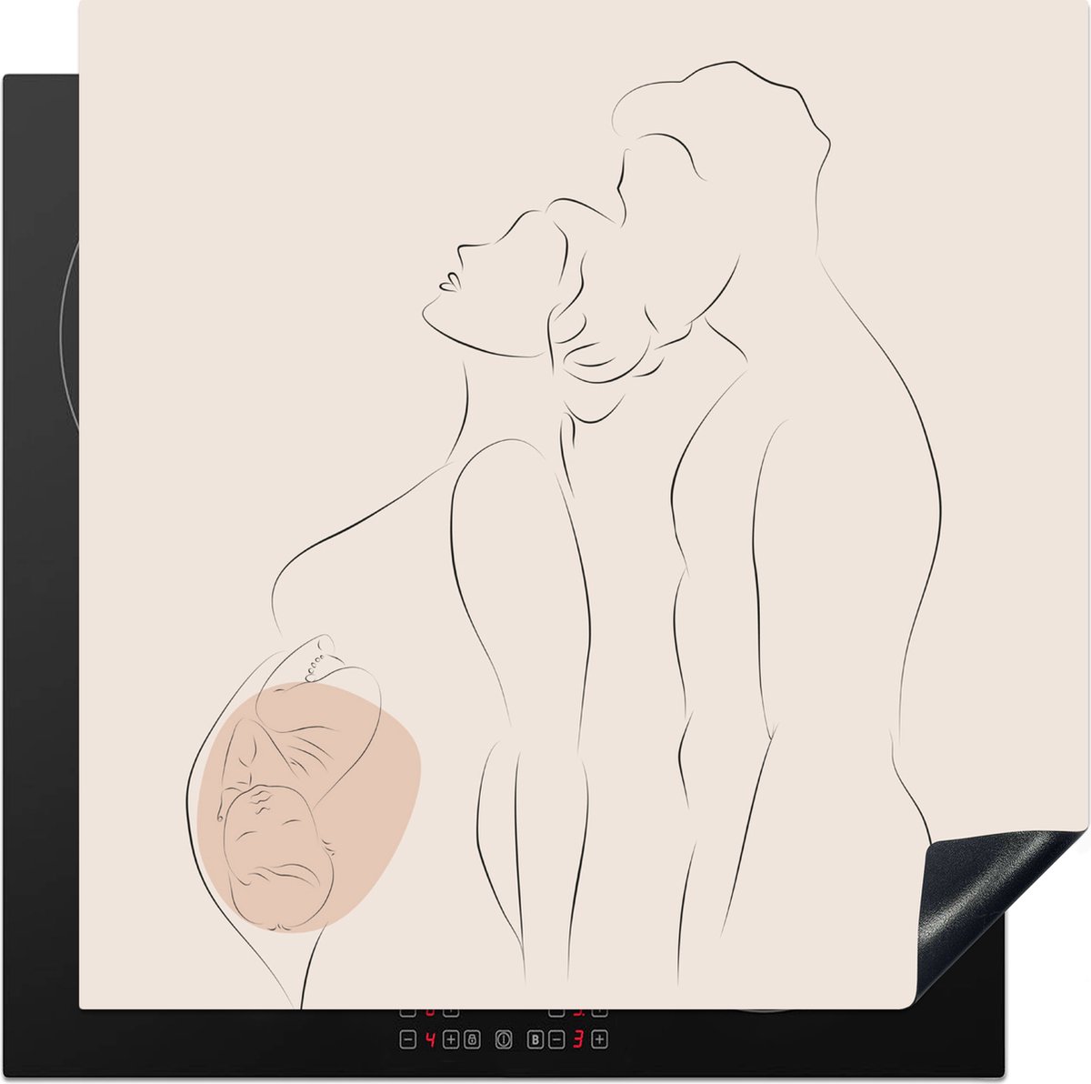 KitchenYeah® Inductie beschermer 78x78 cm - Kind - Line art - Relatie - Kookplaataccessoires - Afdekplaat voor kookplaat - Inductiebeschermer - Inductiemat - Inductieplaat mat
