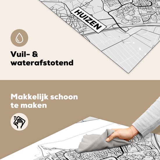KitchenYeah® Inductie beschermer 78x78 cm - Stadskaart - Huizen - Grijs - Wit - Kookplaataccessoires - Afdekplaat voor kookplaat - Inductiebeschermer - Inductiemat - Inductieplaat mat - Plattegrond