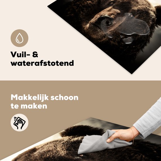 KitchenYeah® Inductie beschermer 77x51 cm - Close-up bruine beer - Kookplaataccessoires - Afdekplaat voor kookplaat - Inductiebeschermer - Inductiemat - Inductieplaat mat