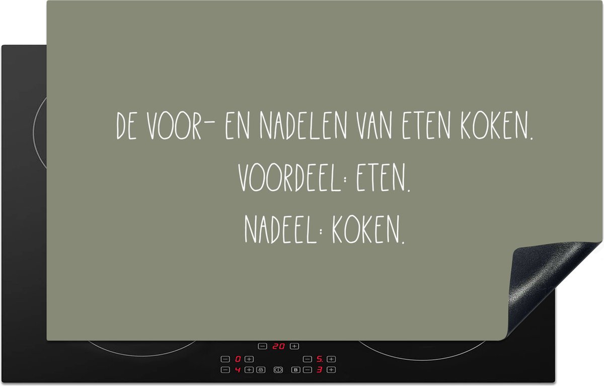 KitchenYeah® Inductie beschermer 85x52 cm - Spreuken - Humor - Koken - De voor- en nadelen van eten koken - Quotes - Kookplaataccessoires - Afdekplaat voor kookplaat - Inductiebeschermer - Inductiemat - Inductieplaat mat