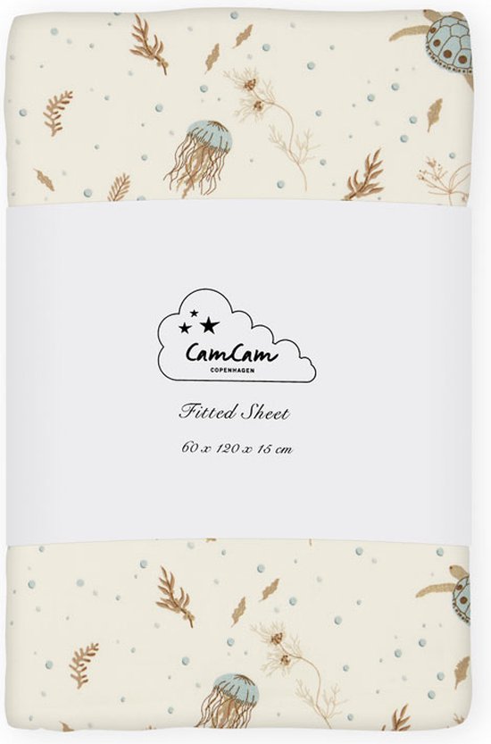 Cam Cam hoeslaken met print 60x120 - sea garden