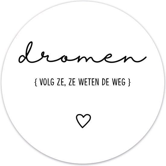 Label2X - Muurcirkel dromen wit - Ø 120 cm - Forex - Multicolor - Wandcirkel - Rond Schilderij - Muurdecoratie Cirkel - Wandecoratie rond - Decoratie voor woonkamer of slaapkamer