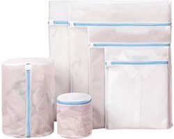ATTREZZO® Waszak - set van 6 - diverse maten - met rits - Wit - Wasnet - Wastas - Ideaal voor lingerie - BH - kwestbare kleding