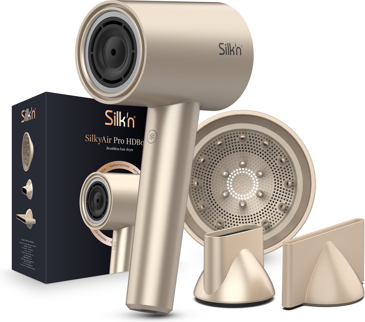 Silk'n Haardroger - SilkyAir Pro - Föhn met Ionen technologie en zijdezacht etui voor op reis - Beige