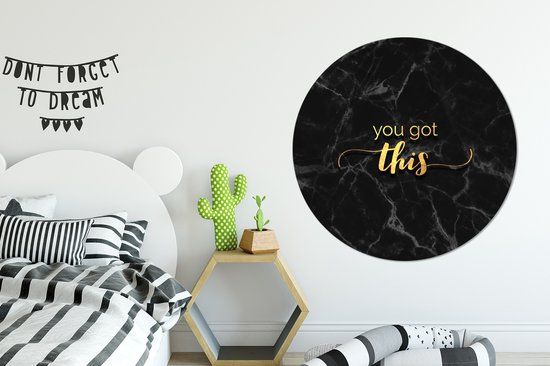 WallCircle - Cercle mural ⌀ 150 - Citations - Motivation - Or - Marbre - Tableaux ronds salon - Plaque murale ronde - Cercle de Décoration murale - Décoration de chambre à l'intérieur - Cercle Décoration murale - Accessoires de maison