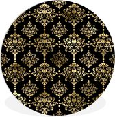 WallCircle - Wandcirkel ⌀ 120 - Patronen - Barok - Goud - Zwart - Ronde schilderijen woonkamer - Wandbord rond - Muurdecoratie cirkel - Kamer decoratie binnen - Wanddecoratie muurcirkel - Woonaccessoires XXL