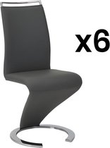Set van 6 stoelen TWIZY - Kunstleer zwart L 61 cm x H 100 cm x D 49 cm