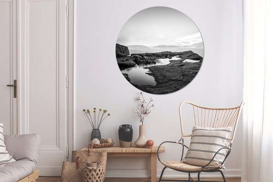 WallCircle - Wall Circle - Wall Circle Indoor - Photo Nature Noir et Blanc - 150x150 cm - Décoration murale - Peintures Ronds