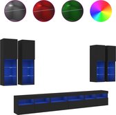 vidaXL-7-delige-Tv-wandmeubelset-met-LED-verlichting-zwart