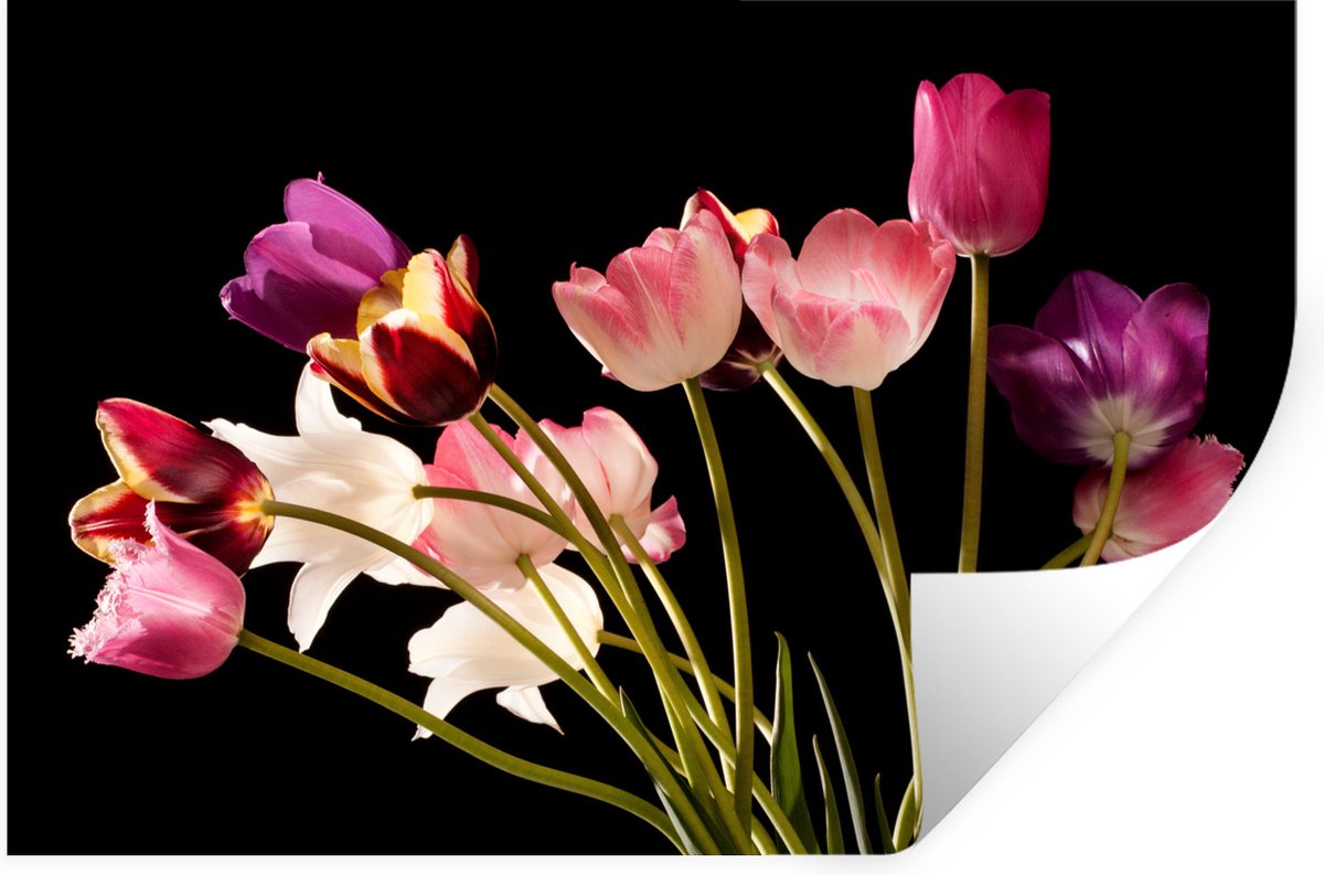 Muurstickers - Sticker Folie - Stilleven - Tulpen - Kleuren - 60x40 cm - Plakfolie - Muurs