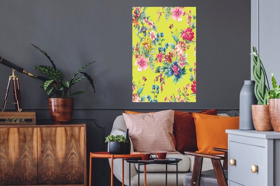 Stickers muraux - Fleurs - Couleurs - Pastel - 60x90 cm - Film Adhésif