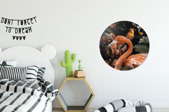 WallCircle - Cercle mural - Cercle mural - Flamingo - Jungle - Perroquet - Aluminium - Dibond - ⌀ 60 cm - Intérieur et Extérieur