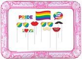 Ensemble d’accessoires photo avec cadre - rose - thème arc-en-ciel de la fierté gay - 11 pièces - accessoires de cabine photo