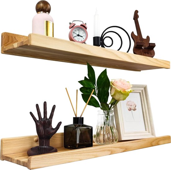 Mardili Hoekplank wandmontage, set van 3 zwevende planken voor wandopslag en weergave, rustieke wandplanken, houten planken voor slaapkamer, keuken, woonkamer, kinderkamer en kantoor (donkerbruin