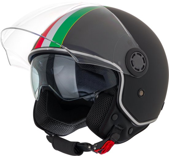VINZ Varese Jethelm met dubbel vizier / Scooterhelm / Helm met