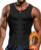 mannen sauna zweet rits vest voor gewichtsverlies hete neopreen korset taille trainer body top shapewear afslanken shirt training pak - L