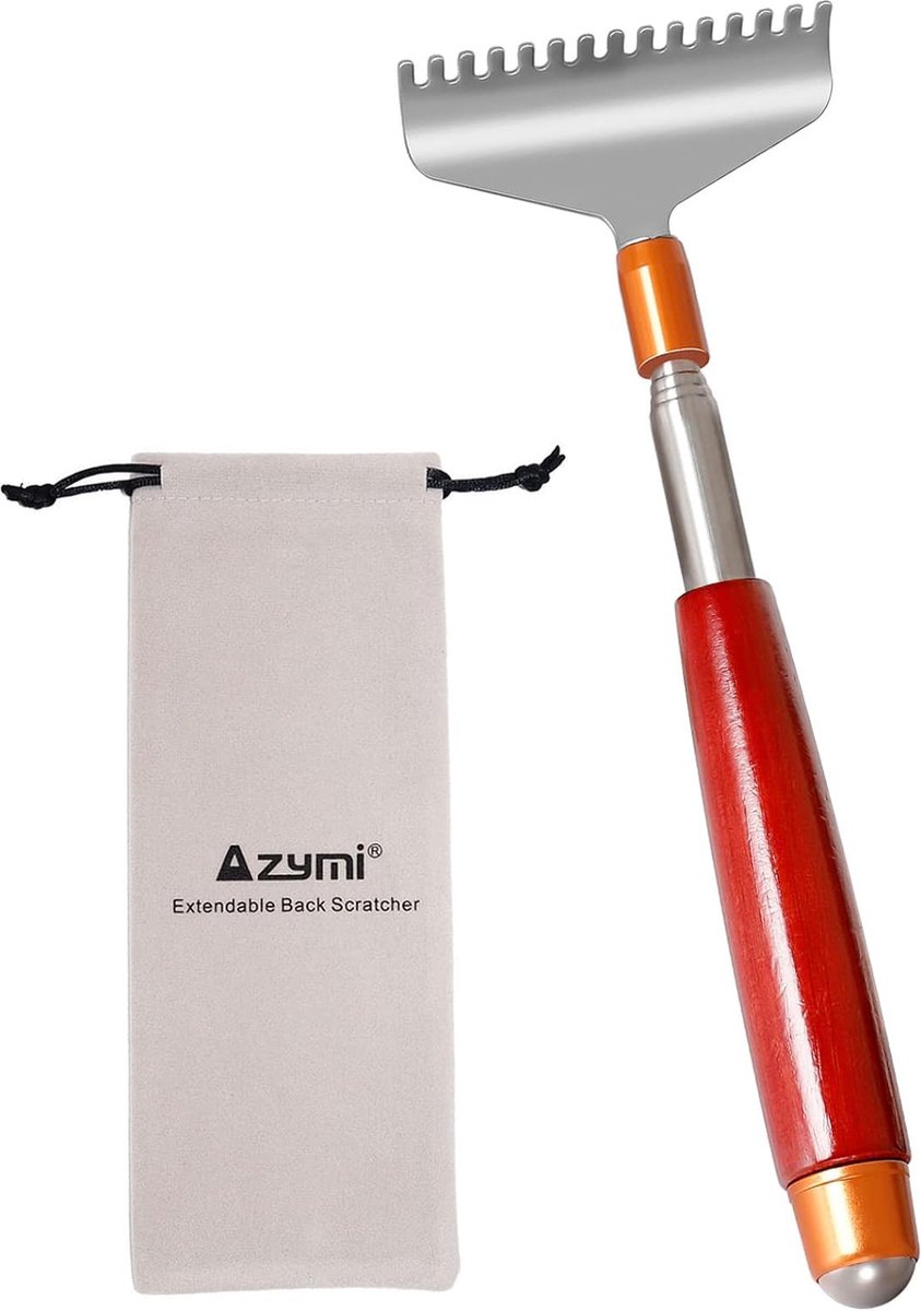 Goedkoopste Back Scratcher voor mannen, met massief houten handvat massageroller, extra brede 15-teeth claw robuuste stalen handmassagers, 62 cm