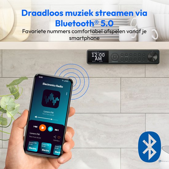 Medion Keukenradio (P66750) - DAB+ Radio - Bluetooth Speaker - Compacte Onderbouwradio - 26.3 x 5.4 x 13.3 cm - incl. montagemateriaal - Zwart - MEDION