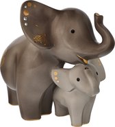 Goebel - Elephant | Decoratief beeld / figuur Kindani & Latika | Aardewerk - 24cm - olifant - met echt goud - Limited Edition