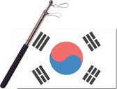Landen vlag Zuid Korea - 90 x 150 cm - met compacte draagbare telescoop vlaggenstok - zwaaivlaggen