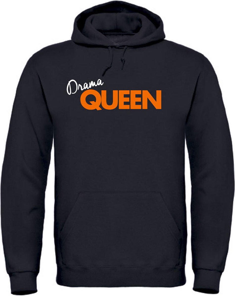Hoodie zwart M - Drama queen - soBAD. - Koningsdag - Unisex - Oranje - Voetbal - Nederland - Regular fit