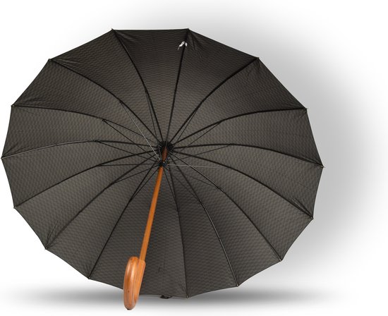 Grote Grijs Paraplu met Houten Handgreep - Automatisch Windproof - Ø102cm - Geïnspireerd door Kingsman: The Secret Service - Polyester Pongee & Fiberglass - discountershop