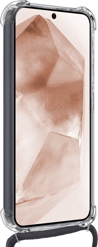 Coque adaptée pour Samsung Galaxy A55, résistante aux chocs, transparente avec chaîne de téléphone, cordon de serrage – Coque adaptée pour Samsung Galaxy A55, coque résistante aux chocs avec cordon – Transparent