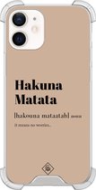 Casimoda® hoesje - Geschikt voor iPhone 12 Mini - Hakuna Matata - Shockproof case - Extra sterk - TPU/polycarbonaat - Bruin/beige, Transparant