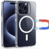 Doorzichtig magnetisch hoesje Compatibel met MagSafe Geschikt voor: Apple iPhone 15 Pro - Harde achterkant - Schokabsorberende hoeken - Geschikt voor Draadloos Opladen met Magnetische Ring