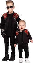 Wilbers & Wilbers - Punk & Rock Kostuum - Punkrock Baby Vest Kind - Rood, Zwart - Maat 74 - Carnavalskleding - Verkleedkleding