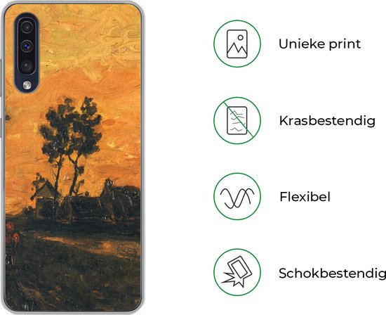 Coque Samsung Galaxy A30s - Paysage au coucher du soleil - Vincent van Gogh - Coque de téléphone en Siliconen