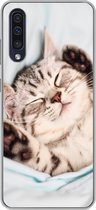 Geschikt voor Samsung Galaxy A50 hoesje - Kitten - Grappig - Bed - Kinderen - Jongens - Meisjes - Kids - Siliconen Telefoonhoesje