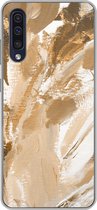 Geschikt voor Samsung Galaxy A30s hoesje - Verf - Goud - Beige - Siliconen Telefoonhoesje