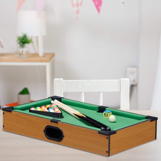 Mini Pooltafel - Inclusief Keu, ballen en driehoek - Voor kinderen - 51x31x8cm — afbeelding 3