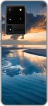 Geschikt voor Samsung Galaxy S20 Ultra hoesje - Zonsondergang bij de Nederlandse kust - Siliconen Telefoonhoesje