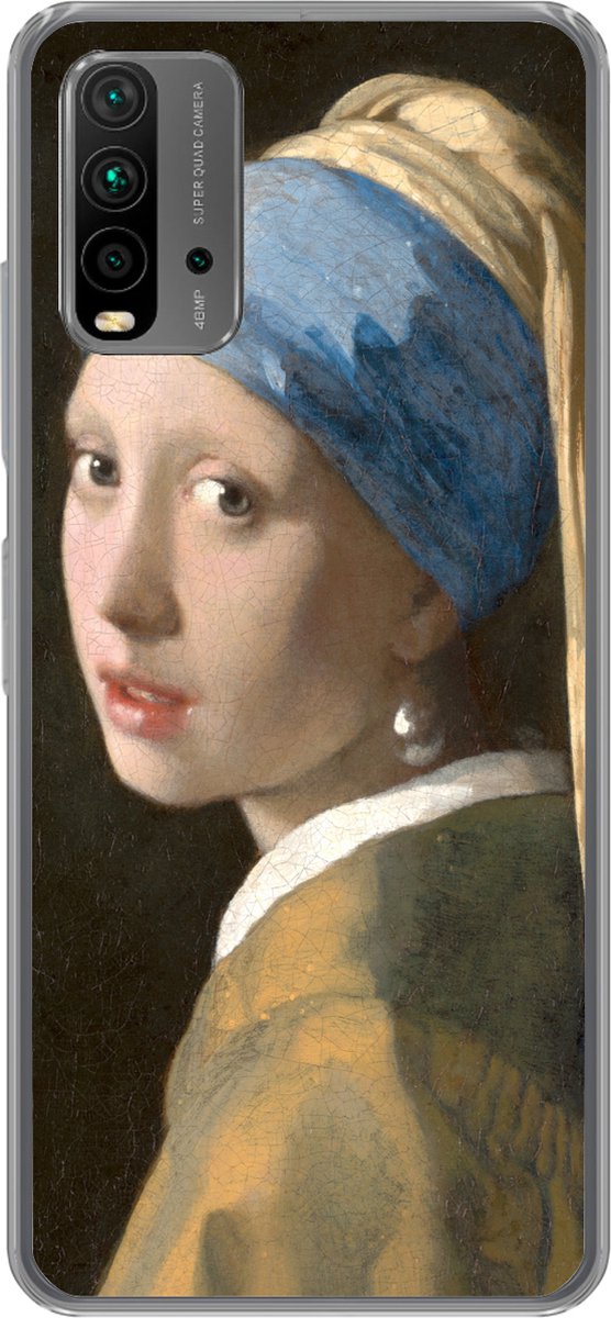 Telefoonhoesje Geschikt voor Xiaomi Geschikt voor Redmi 9T hoesje - Meisje met de Parel - Schilderij van Johannes Vermeer - Siliconen Telefoonhoesje Telefoonhoesje
