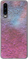 Geschikt voor Huawei P30 hoesje - Roze - Glitter - Abstract - Design - Blauw - Siliconen Telefoonhoesje
