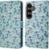 iMoshion Hoesje Geschikt voor Samsung Galaxy S24 Hoesje Met Pasjeshouder - iMoshion Design Bookcase smartphone - Meerkleurig / Blue Flowers