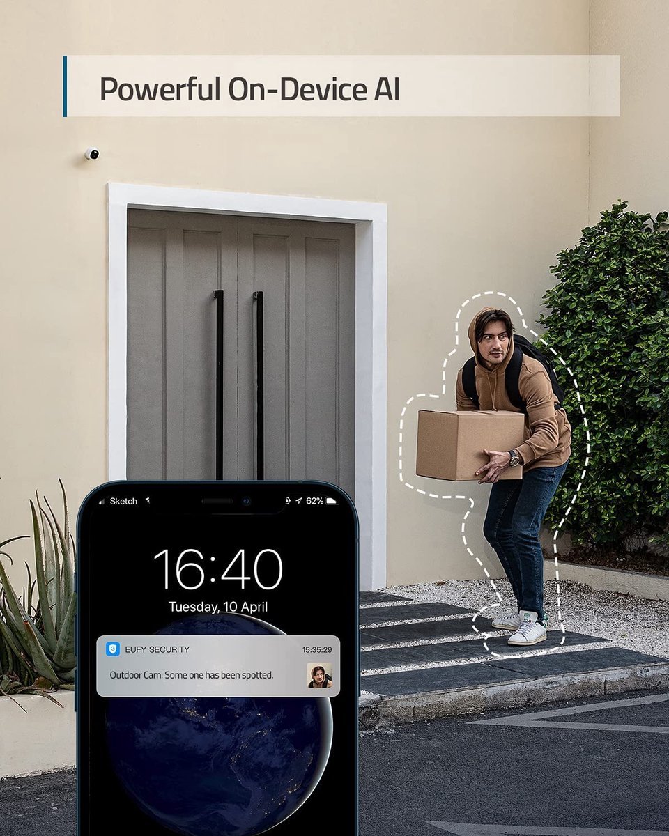 Afbeelding 2 van eufy Security Doorbell -Video Deurbel C210 Wi-Fi + E220 2K camera met 24/7 opname (incl 16GB SD Kaart) - Geen Homebase nodig Deurbelset