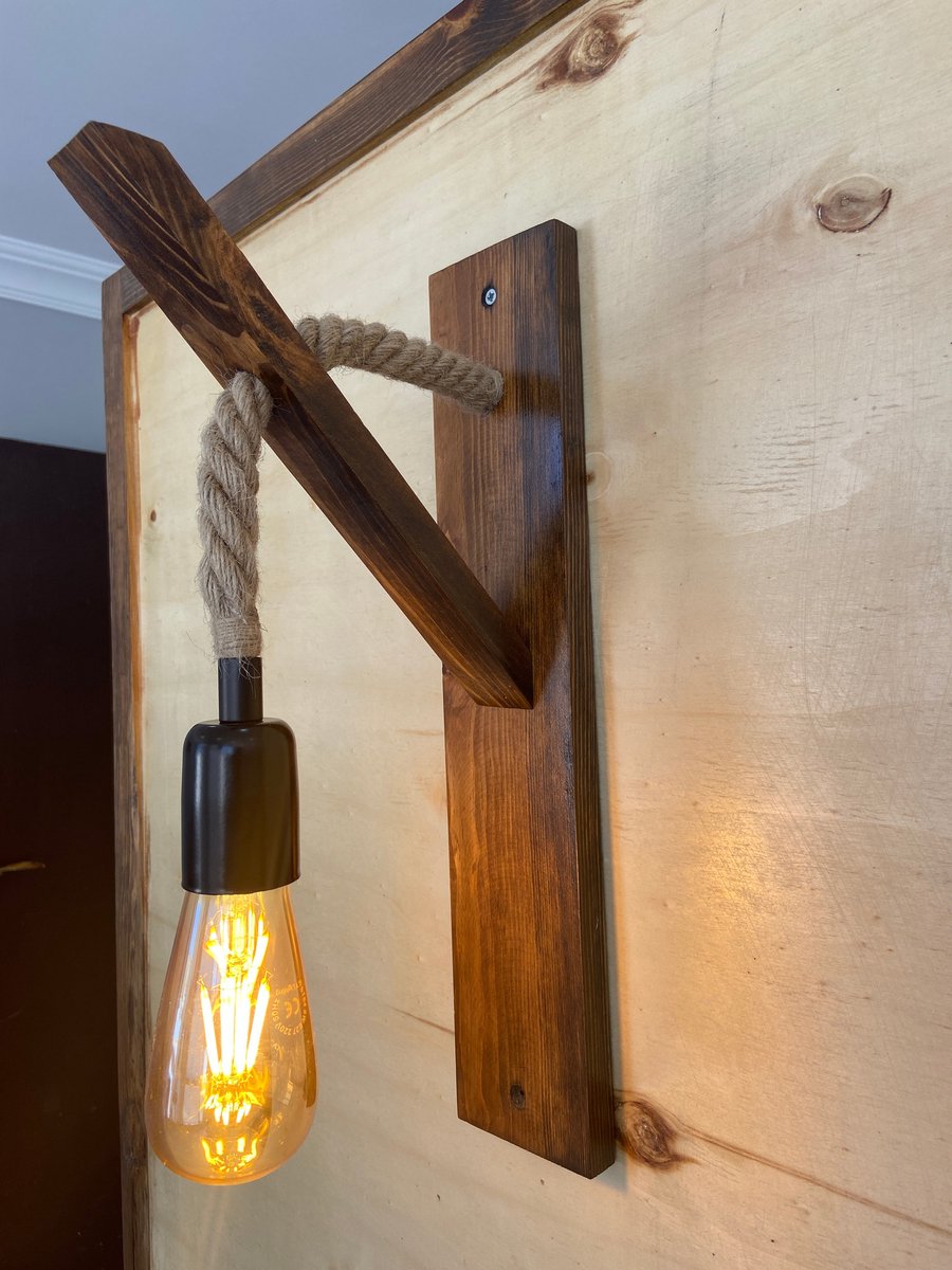 Ahşap Wandlamp | 100% MASSIEF DENNENHOUT | Walnoot - Emob - Wandlampen - Bruin - Hout