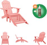 vidaXL Chaise de jardin Adirondack avec repose-pieds Bois d'épicéa massif Rose Chaise de jardin avec nettoyant et rafraîchisseur pour bois