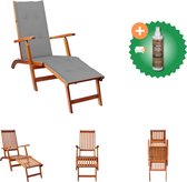 vidaXL Chaise de patio avec repose-pieds et kussen Chaise longue en bois d'acacia massif avec nettoyant et assainisseur pour bois