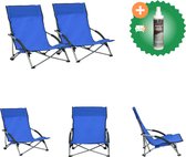 vidaXL Strandstoelen 2 st inklapbaar stof blauw Tuinstoel Inclusief Reiniger