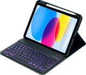 Mobigear Keys - Tablethoes geschikt voor Apple iPad 10 (2022) Hoes QWERTY Bluetooth Toetsenbord Bookcase + Stylus Houder - Zwart