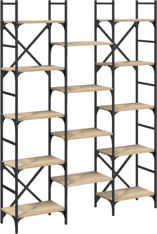vidaXL - Boekenkast - 127,5x28,5x172,5 - cm - bewerkt - hout - sonoma - eikenkleurig